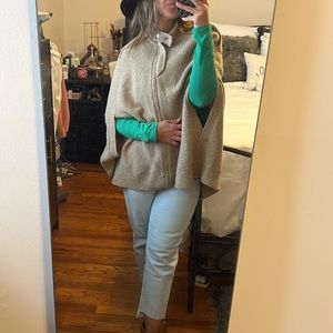 BCBGmaxazria zip up cape poncho - Tan OS